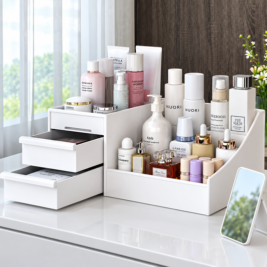 ✨ Makeup & Skincare Organizer with Drawers – Stylish Vanity Storage for Cosmetics, Brushes, stationary & Jewelry