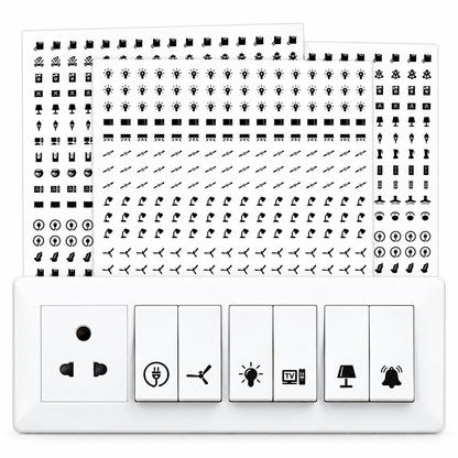 330 Pcs Switch Stickers – 52 Designs | Self-Adhesive Electric Board Labels