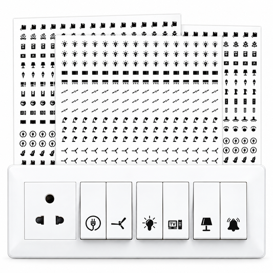 330 Pcs Switch Stickers – 52 Designs | Self-Adhesive Electric Board Labels