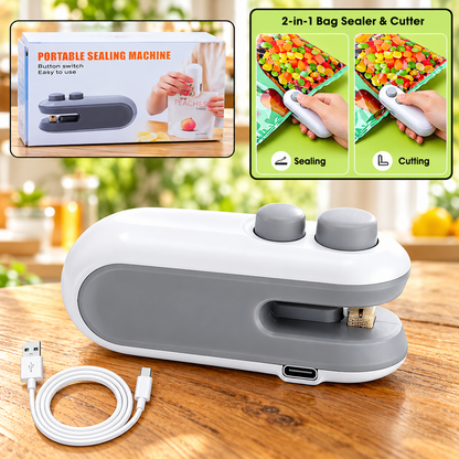 🔥 2-in-1 Mini Bag Sealer & Cutter – Portable Heat Sealer for Fresh & Easy Food Storage