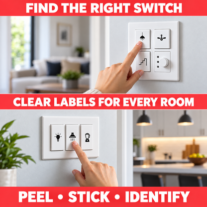 330 Pcs Switch Stickers – 52 Designs | Self-Adhesive Electric Board Labels