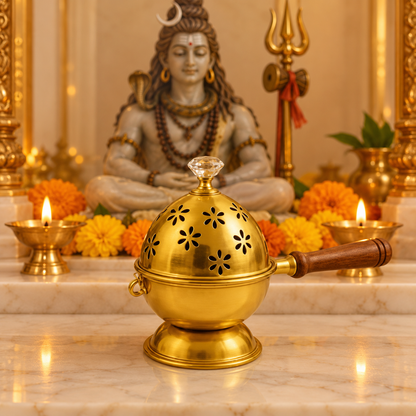 New Metal Incense Burner Loban Dani Dhoop Dani Aarti Metal Loban Dhoop Dani/Dhoop Dani Burner for Home Office Temple Puja(GOLD)