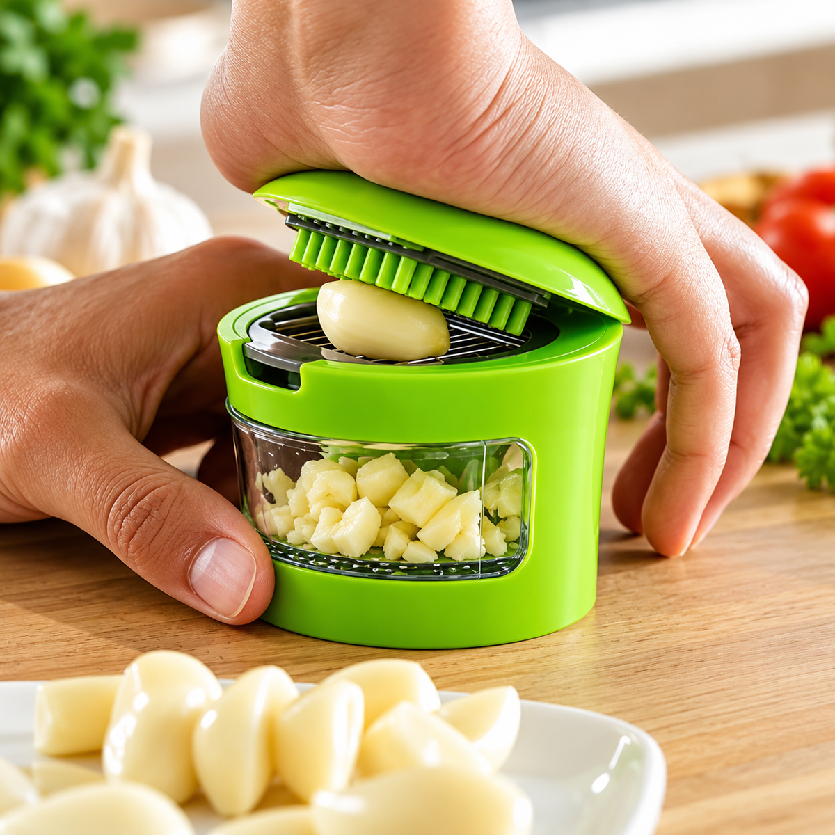 🧄 Mini Garlic Chopper & Cutter – Easy Hand-Press Mincer for Quick Kitchen Prep