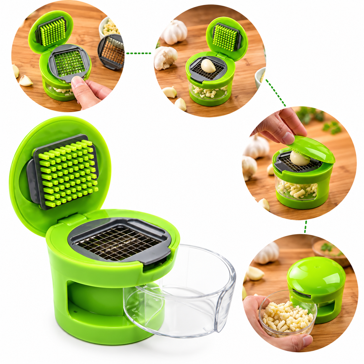 🧄 Mini Garlic Chopper & Cutter – Easy Hand-Press Mincer for Quick Kitchen Prep
