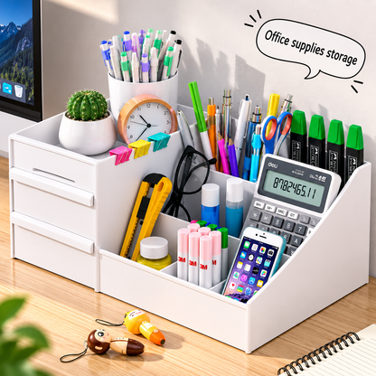 ✨ Makeup & Skincare Organizer with Drawers – Stylish Vanity Storage for Cosmetics, Brushes, stationary & Jewelry