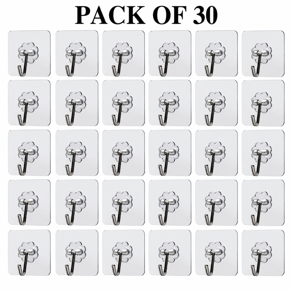 ✨ 30 PCS Self-Adhesive Wall Hooks with Stainless Steel Hooks – Strong & Easy Storage Solution