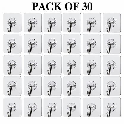 ✨ 30 PCS Self-Adhesive Wall Hooks with Stainless Steel Hooks – Strong & Easy Storage Solution