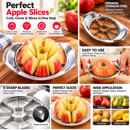 Stainless Steel 8-Blade Fruit Cutter | Easy Apple Slicing Tool