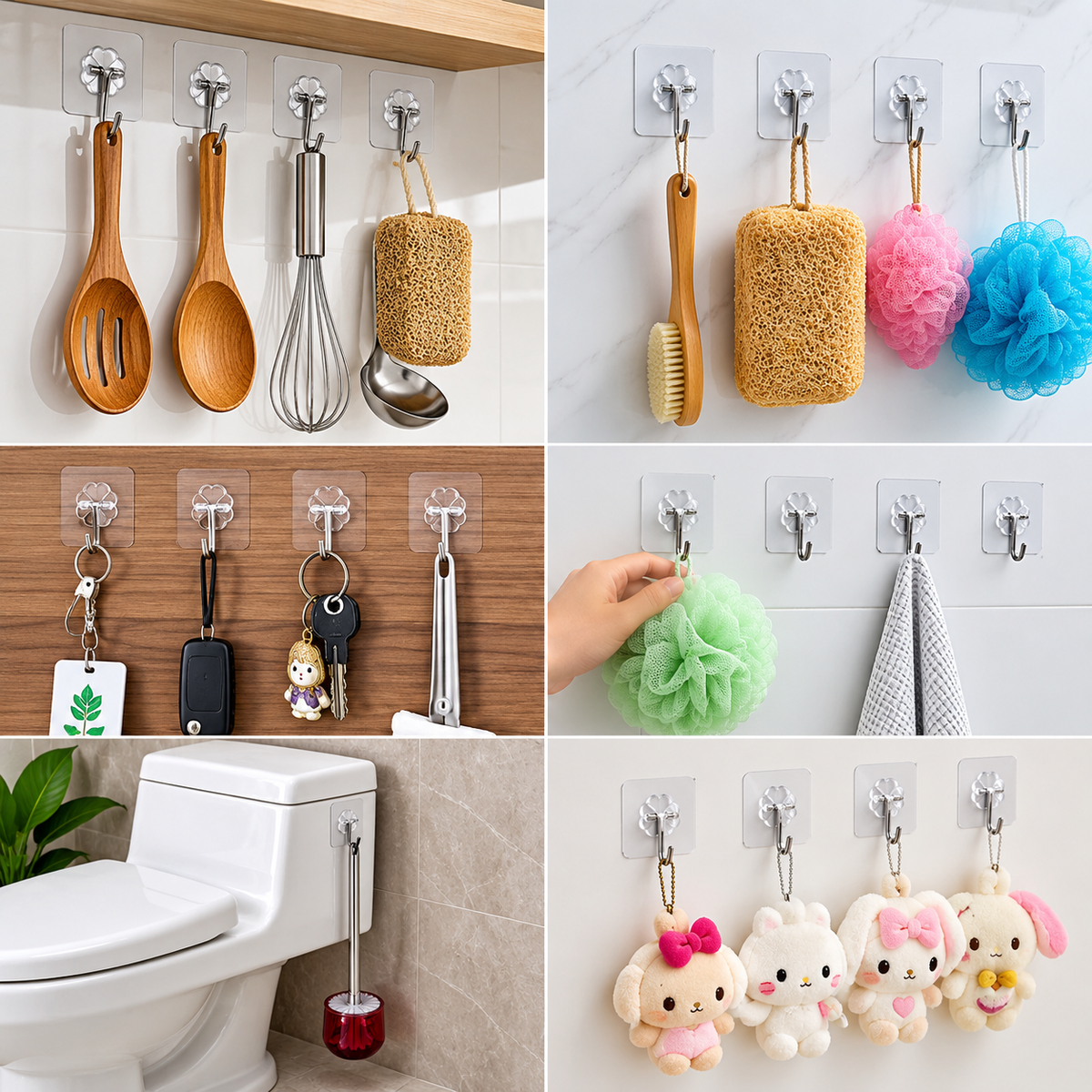 ✨ 30 PCS Self-Adhesive Wall Hooks with Stainless Steel Hooks – Strong & Easy Storage Solution