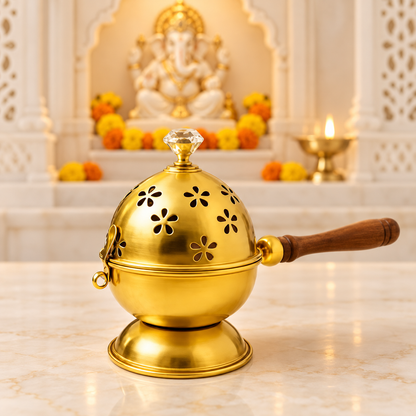 New Metal Incense Burner Loban Dani Dhoop Dani Aarti Metal Loban Dhoop Dani/Dhoop Dani Burner for Home Office Temple Puja(GOLD)