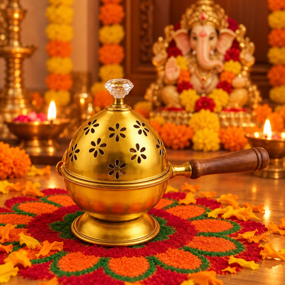 New Metal Incense Burner Loban Dani Dhoop Dani Aarti Metal Loban Dhoop Dani/Dhoop Dani Burner for Home Office Temple Puja(GOLD)